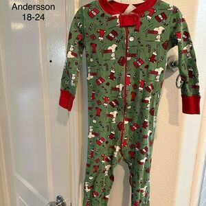 Peanuts Festive Green Hanna Andersson 18-24 months Pajamas